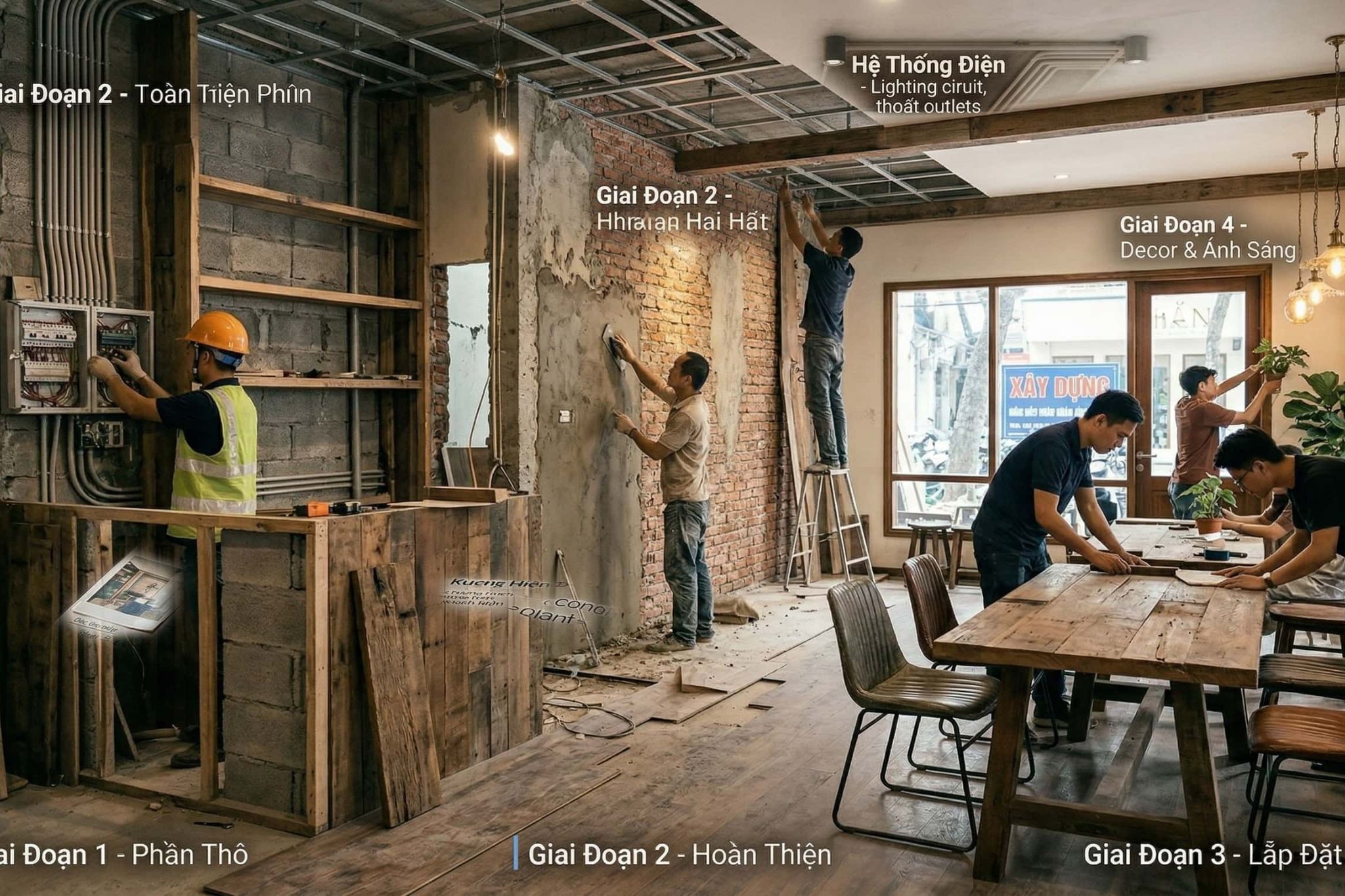 Quy trình thiết kế thi công quán cafe Rustic